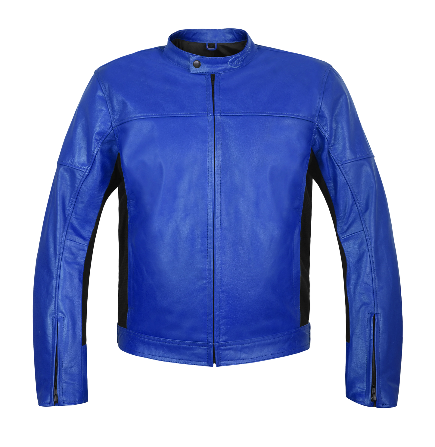 VESTE MOTO MOD'STREETFIGHTER'POUR HOMME EN CUIR VÉRITABLE AVEC PROTECTIONS ET PROTECTION DOS-BLEU