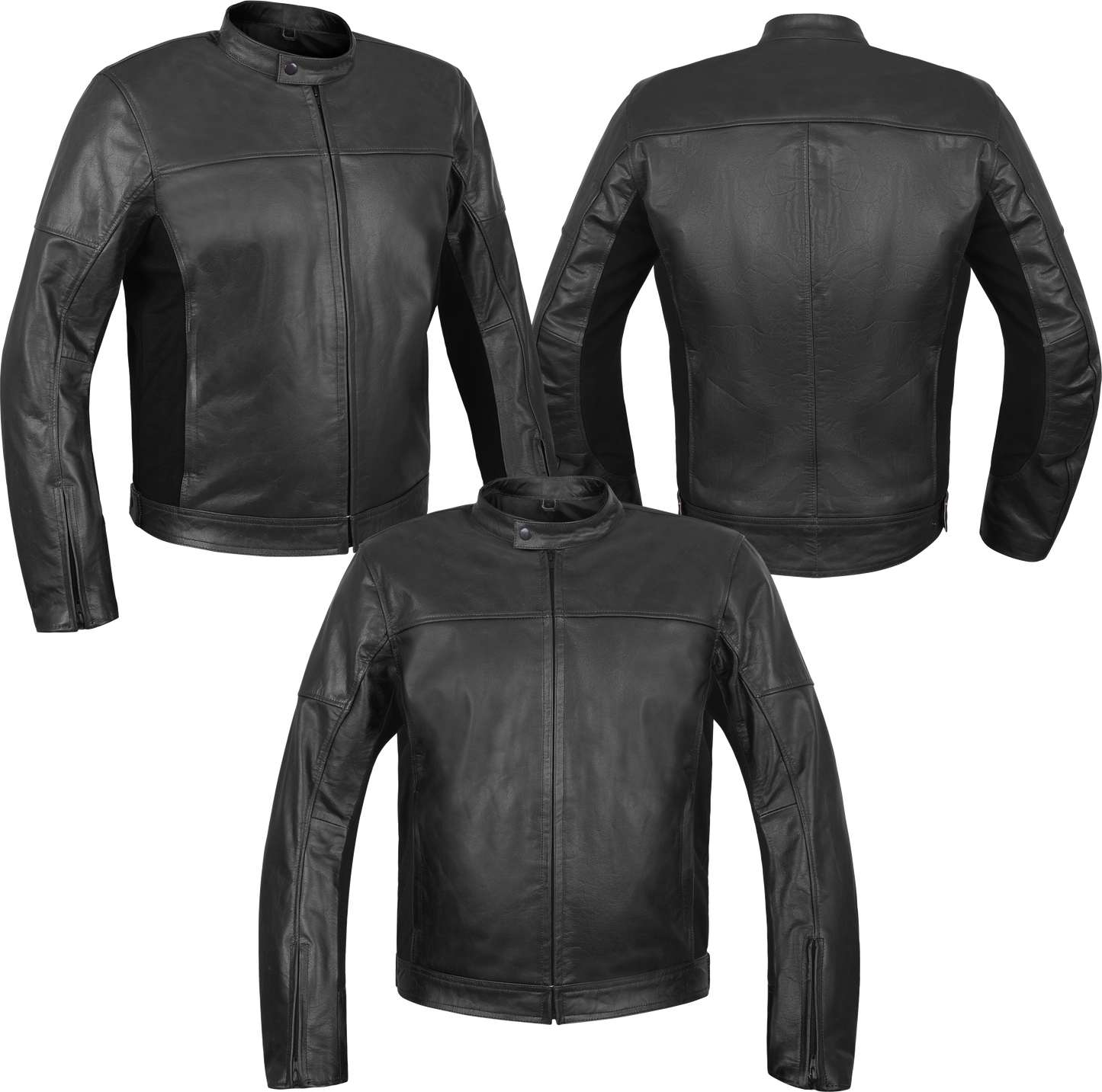 VESTE MOTO MOD'STREETFIGHTER'POUR HOMME EN CUIR VÉRITABLE AVEC PROTECTIONS ET PROTECTION DOS-NOIR