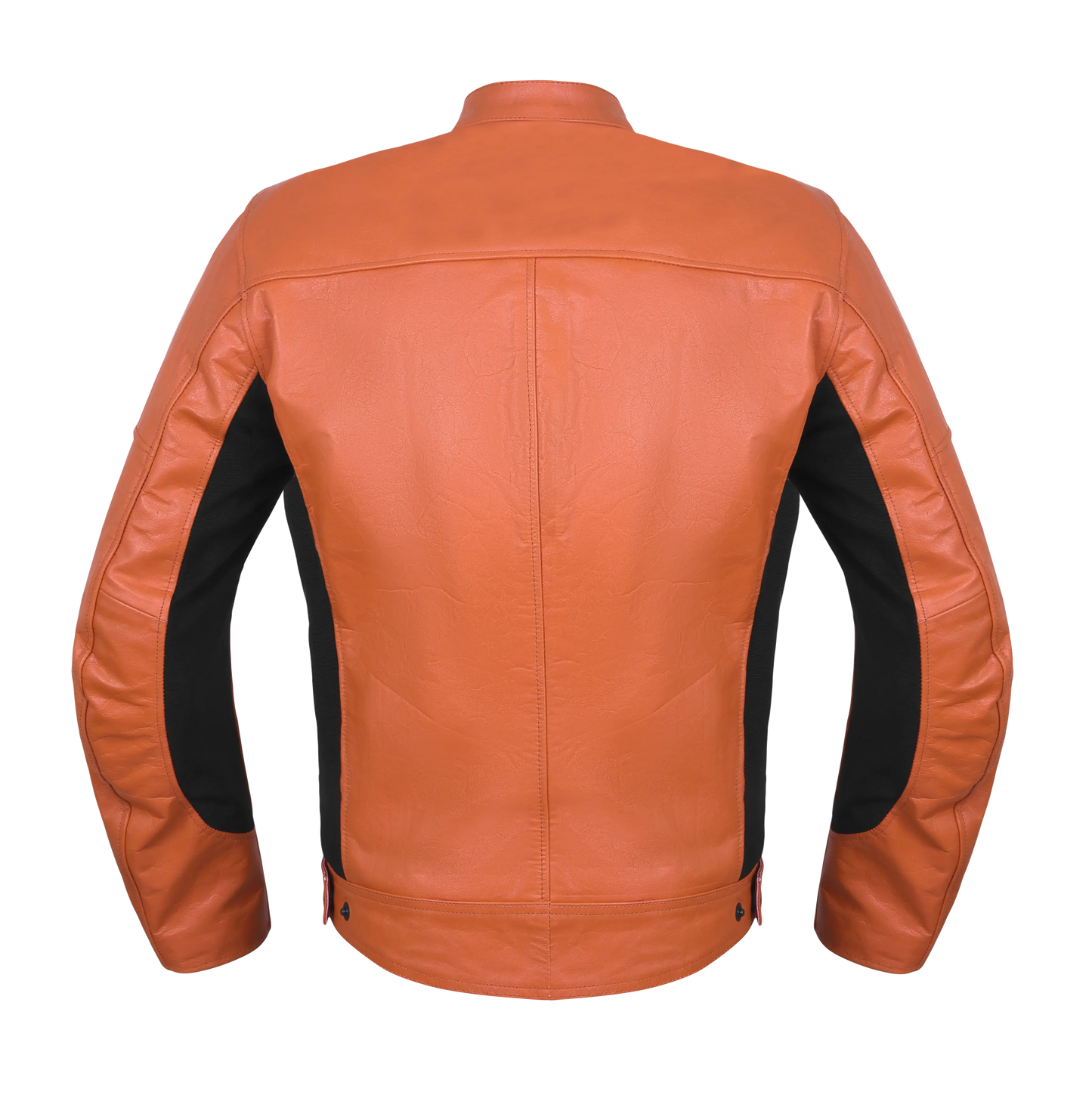 VESTE MOTO MOD'STREETFIGHTER'POUR HOMME EN CUIR VÉRITABLE AVEC PROTECTIONS ET PROTECTION DOS-ORANGE