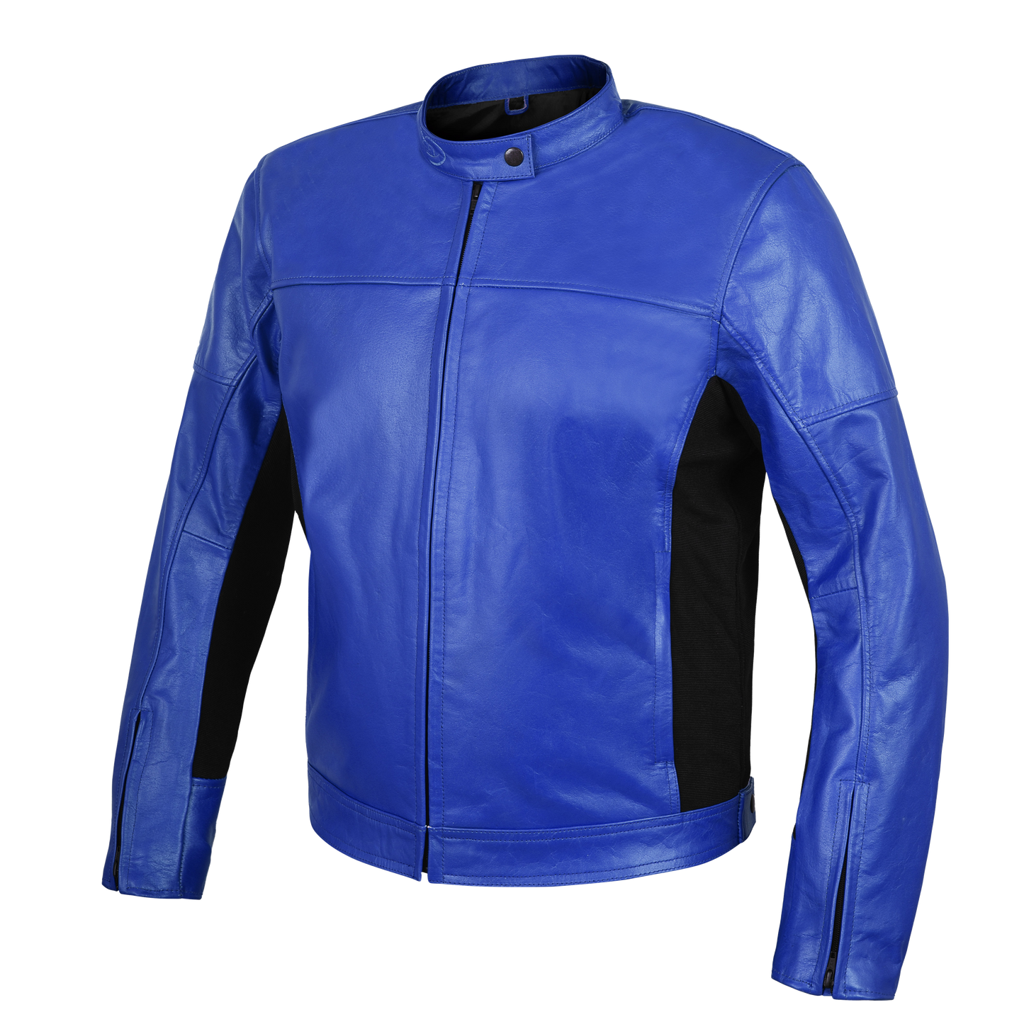 VESTE MOTO MOD'STREETFIGHTER'POUR HOMME EN CUIR VÉRITABLE AVEC PROTECTIONS ET PROTECTION DOS-BLEU