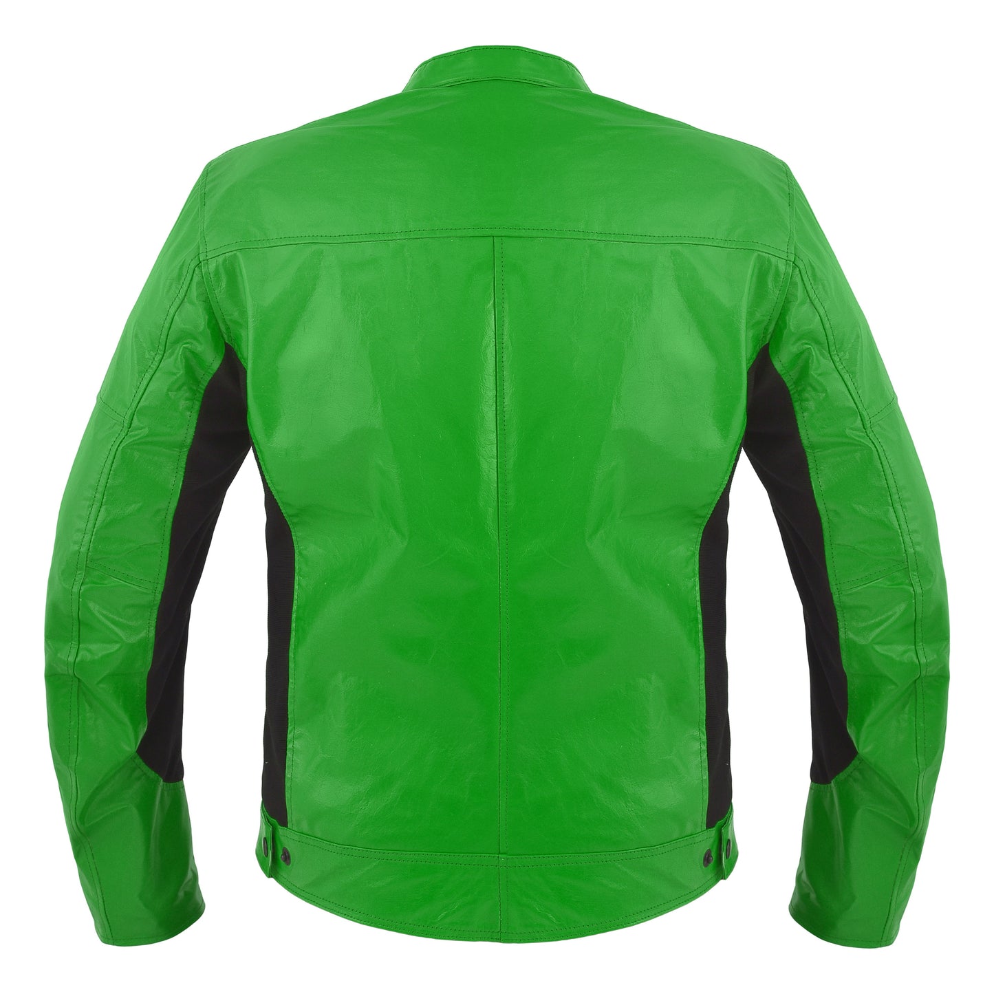 VESTE MOTO MOD'STREETFIGHTER'HOMME EN CUIR VÉRITABLE AVEC PROTECTIONS ET PROTECTION DOS-VERT FLUO